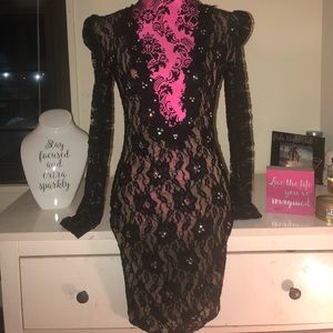 Custom made black lace dress
